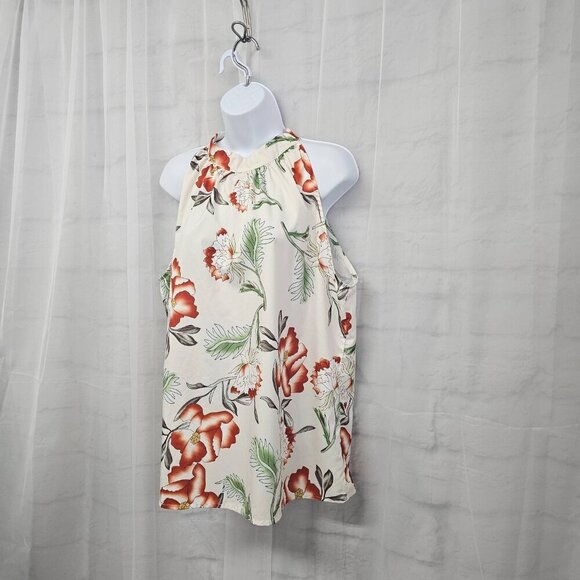 Cream Rust Floral Tank Choker Tie Neck Boho Oriental Festival XL - Picture 5 of 10